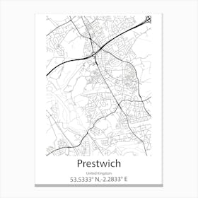 Prestwich,United Kingdom Minimalist Map Canvas Print