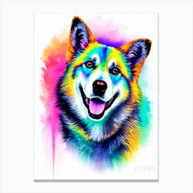Norwegian Elkhound Rainbow Oil Painting dog Canvas Print
