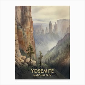Yosemite National Park Watercolors Vintage Travel Poster 1 Canvas Print