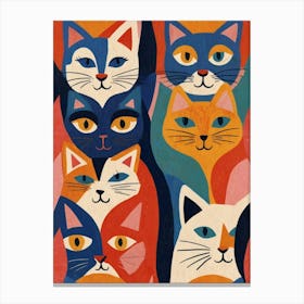 Cats In A Row Canvas Print