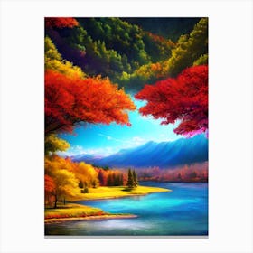 Autumn Trees On A Lake Canvas Print