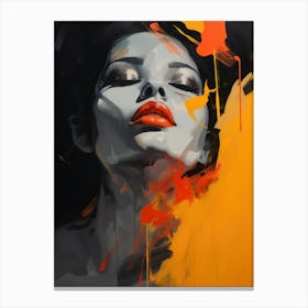 Woman In Orange And Black Canvas Print