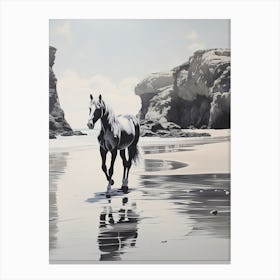 A Horse Oil Painting In Praia Da Marinha, Portugal, Portrait 2 Canvas Print