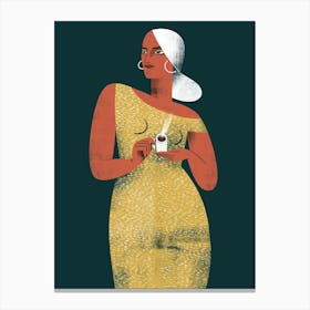 Lady With A Coffee Canvas Print