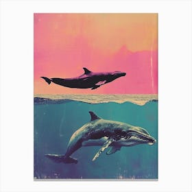 Whimsical Whale Polaroid Inspired 3 Canvas Print