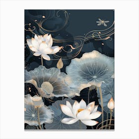 Lotus Flower With Dragonfly Canvas Print