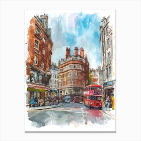 Westminster London Borough   Street Watercolour 1 Canvas Print