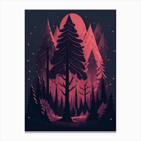 A Fantasy Forest At Night In Red Theme 68 Canvas Print