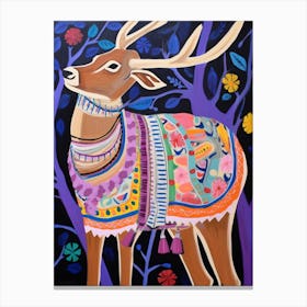 Maximalist Animal Painting White Tailed Deer 2 Canvas Print