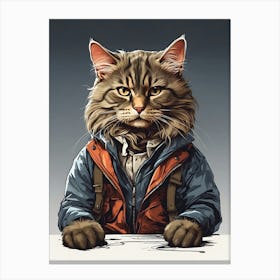Cat In A Jacket 2 Canvas Print
