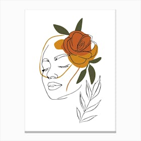 Woman Portrait Monoline Minimalist Hand Drawing Boho Illustration (5) Canvas Print