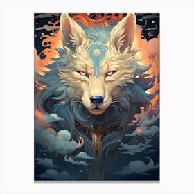 Wolf In The Clouds 7 Canvas Print