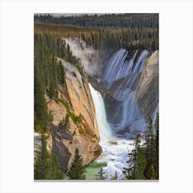 The Lower Falls Of The Yellowstone River, United States Realistic Photograph (2) Canvas Print