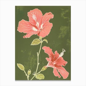 Pink & Green Hibiscus 3 Canvas Print