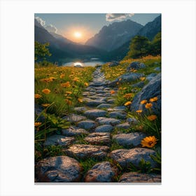 Stone Path To The Lake Canvas Print