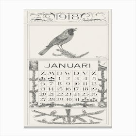 February Calendar With Crows (1971), Theo Van Hoytema Canvas Print