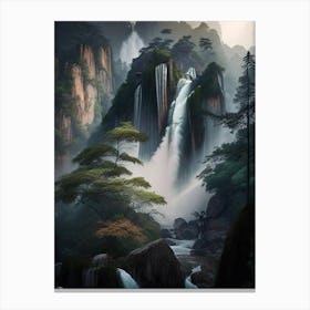 Huangshan Waterfall, China Realistic Photograph (3) Canvas Print