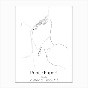 Prince Rupert,Canada Minimalist Map Canvas Print