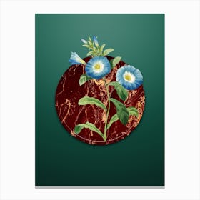 Vintage Field Bindweed Botanical in Gilded Marble on Dark Spring Green Canvas Print