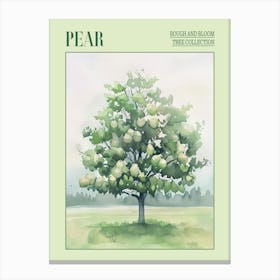 Pear Tree Atmospheric Watercolour Painting 4 Poster Canvas Print