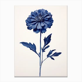 Blue Botanical Zinnia 1 Canvas Print