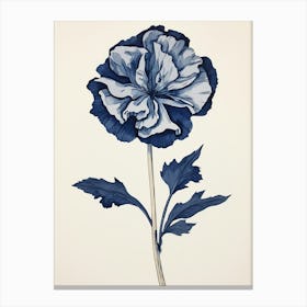Blue Botanical Carnation 4 Canvas Print