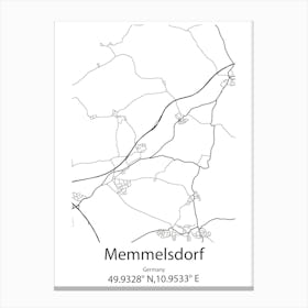 Memmelsdorf,Germany Minimalist Map Canvas Print