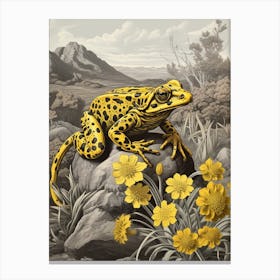 Golden Poison Frog Vintage Botanical 3 Canvas Print