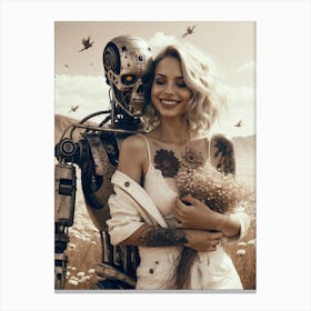 Robot And A Woman Canvas Print