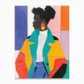 Woman In A Colorful Coat Canvas Print