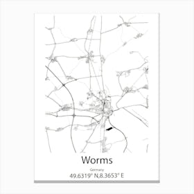 Worms,Germany Minimalist Map Canvas Print