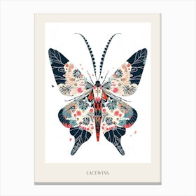 Colourful Insect Illustration Lacewing 9 Poster Canvas Print