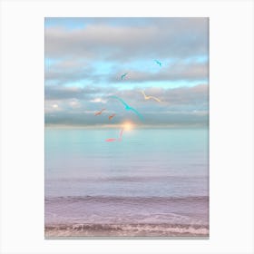 Colorful Seagulls Flying Canvas Print