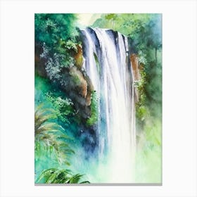 Diamond Falls, Saint Lucia Water Colour  (3) Canvas Print