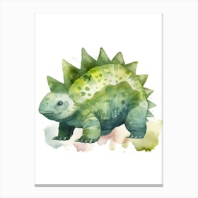 Baby Ankylosaurus Dinosaur Watercolour Illustration 1 Canvas Print
