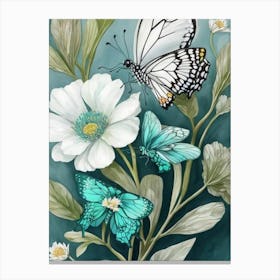 Butterflies And Flowers 3 Canvas Print