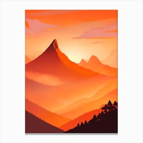 Misty Mountains Vertical Composition In Orange Tone 223 Canvas Print