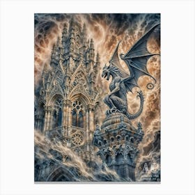 Dragon On A Tower 2 Canvas Print