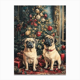 Christmas Pugs 10 Canvas Print