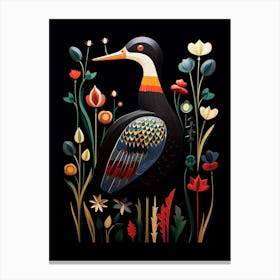 Folk Bird Illustration Canvasback 1 Canvas Print