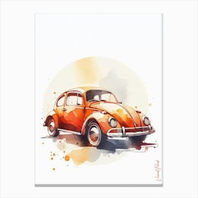 Vintage Orange Vw Beetle Car Canvas Print