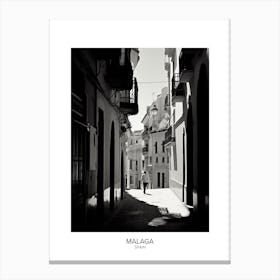 Poster Of Malaga, Spain, Black And White Analogue Photography 2 Canvas Print