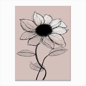 Line Art Sunflower Flowers Illustration Neutral 12 Canvas Print