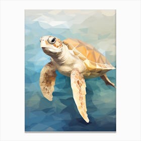 Geometric Blue Turtle Canvas Print