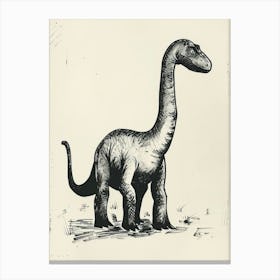 Apatosaurus Dinosaur Black & Sepia Sketch Canvas Print