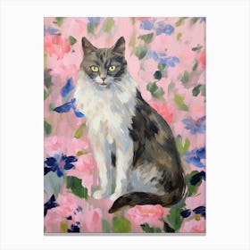 A Turkish Angora Cat Painting, Impressionist Painting 3 Canvas Print