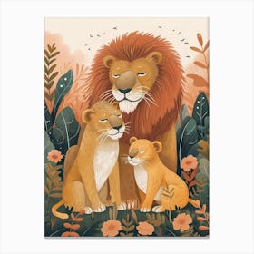 Barbary Lion Family Bonding Illutration 2 Canvas Print