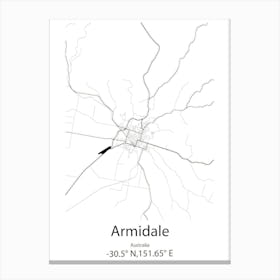 Armidale,Australia Minimalist Map Canvas Print