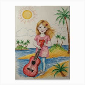Girl With Guitar Canvas Print