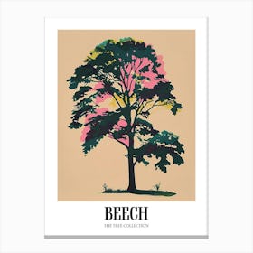 Beech Tree Colourful Illustration 3 Poster Canvas Print